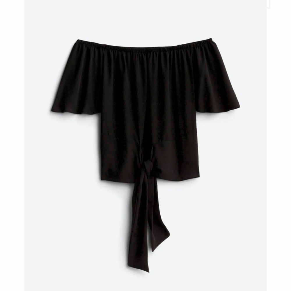 Black blouse with tie front